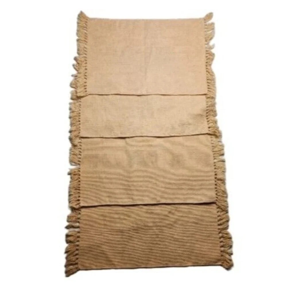 Southwest Peppers Placemats Set X 4 Coarse Weave Beige Cotton Rustic Western